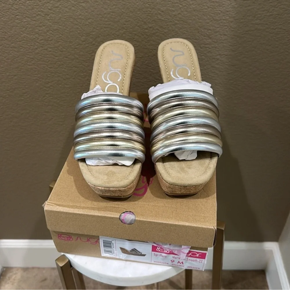 Sugar Gold and Silver Striped Mules - Picture 5 of 10